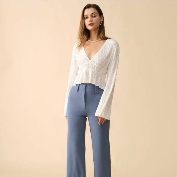 RIHOAS The Solid V Neck Textured Blouse - small - Picture 4 of 12